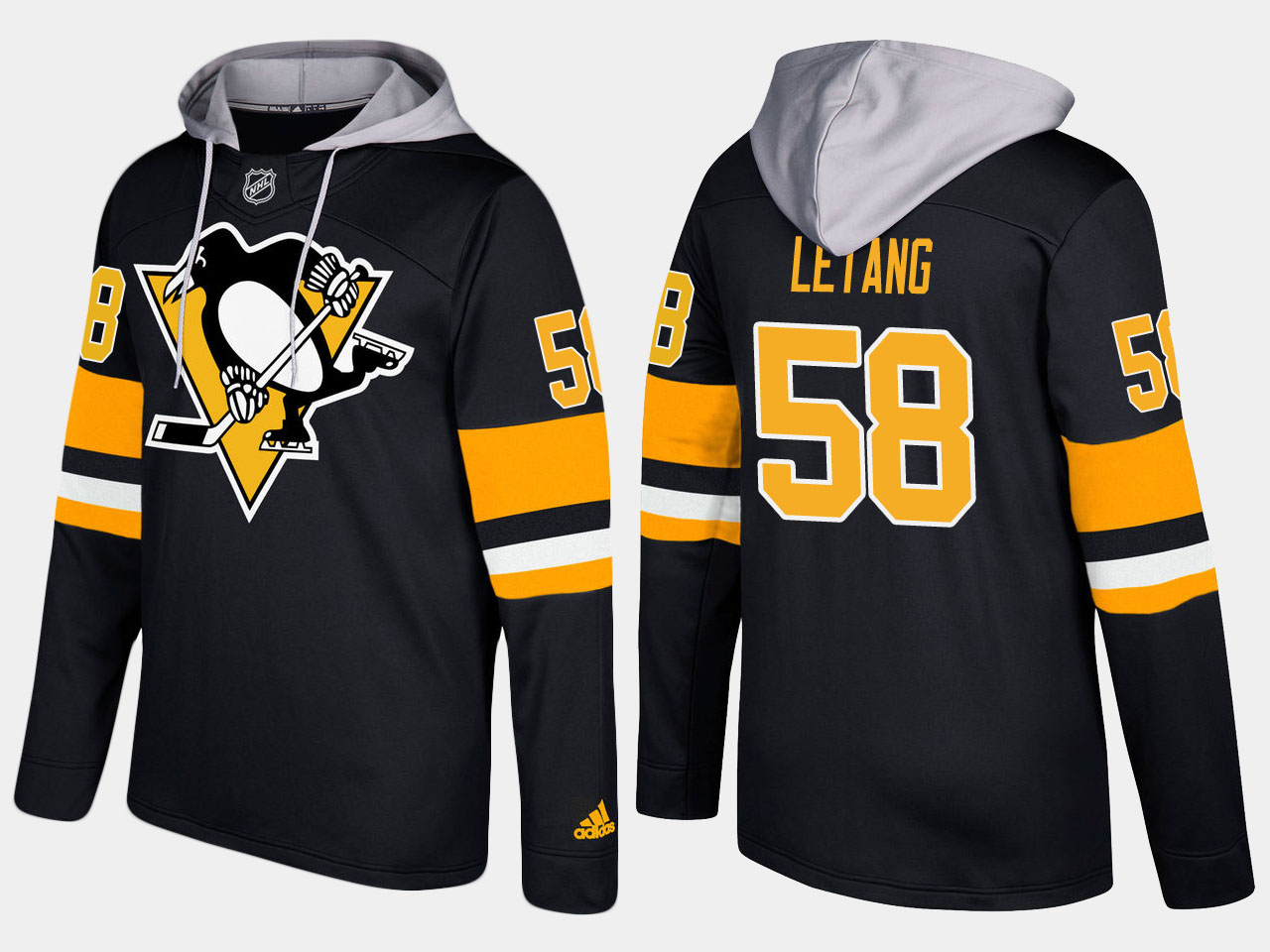 Men NHL Pittsburgh penguins 58 kris letang black hoodie